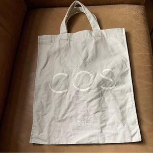 COS canvas tote farmers market gray white 100% cotton
